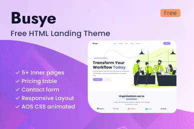 Busye - Free HTML Template - Landing Page Template